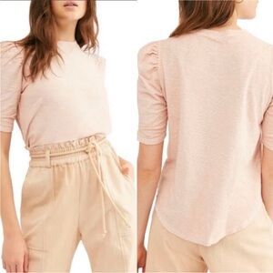 Women's Free People Pink Puff Sleeve Top